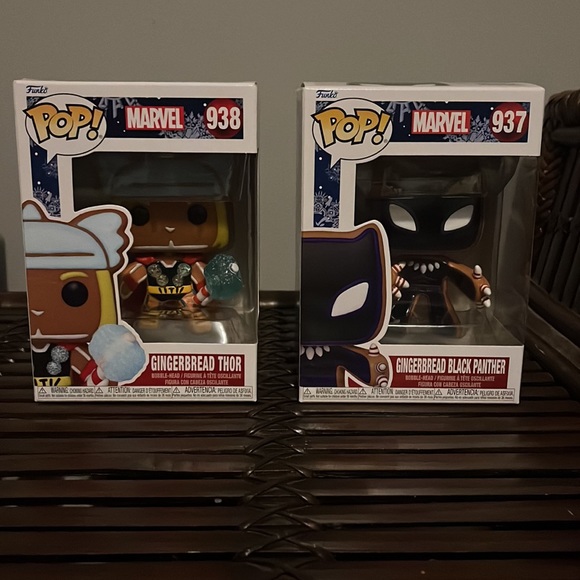 FunkoPopMarvel Gingerbread Iron Man Captain Marvel Spider Man Thor Black Panther - Picture 2 of 3